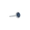 8x6mm Oval-cut Blue Sapphire with 0.30 Carats Diamond Halo Ring in White Gold - Image 3