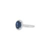 8x6mm Oval-cut Blue Sapphire with 0.30 Carats Diamond Halo Ring in White Gold - Image 4
