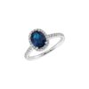 8x6mm Oval-cut Blue Sapphire with 0.30 Carats Diamond Halo Ring in White Gold - Image 6