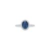 8x6mm Oval-cut Blue Sapphire with 0.30 Carats Diamond Halo Ring in White Gold - Image 2