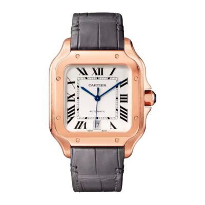 Cartier Santos de Cartier in Rose Gold – Large Model – Men’s Watch – Automatic - Strap in gray alligator leather - WGSA0019