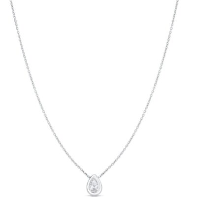 Roberto Coin Tiny Treasures Pear-Shaped Diamond Station Necklace in White Gold