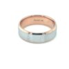 Two Tone Satin Center with Bevelled Edge in White and Rose Gold Wedding Band (7.0mm) - Image 3
