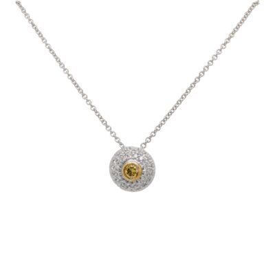0.13 Carat Fancy Yellow Diamond Halo Pendant