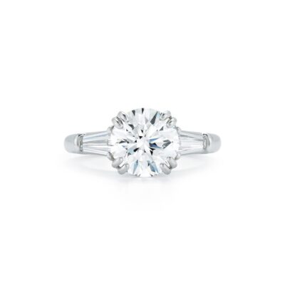 Three-Stone Collection - Round Brilliant & Tapered Baguette Diamond Engagement Ring