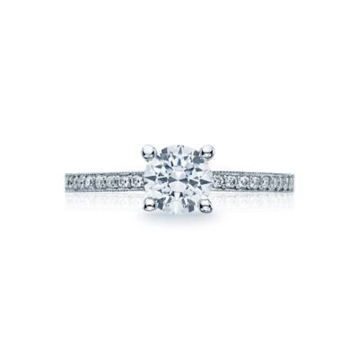 Sculpted Crescent Round Brilliant-Cut Diamond Engagement Ring