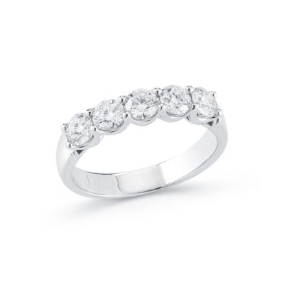 U-Prong Round Brilliant-cut Diamond Wedding Band in White Gold