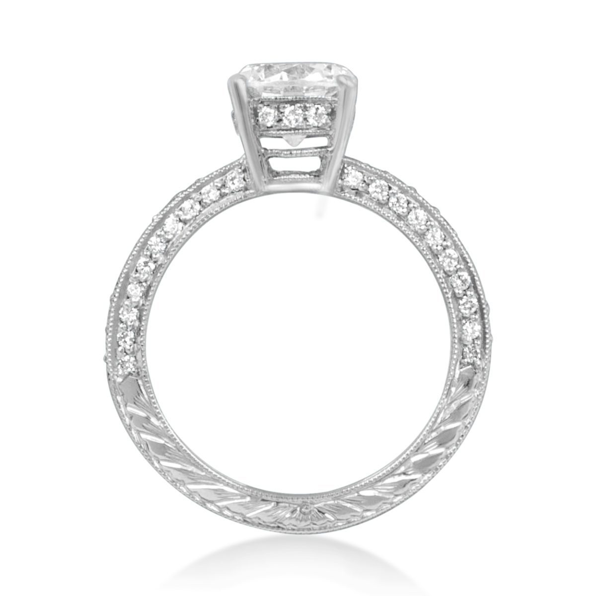 Jack Kelege Three-Sided Diamond Engagement Ring in Platinum