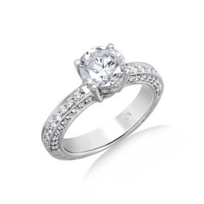 Three-Sided Diamond Engagement Ring in Platinum