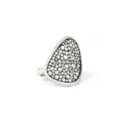 1.69 Carat Pavé-Set Diamond Halo Disc Ring