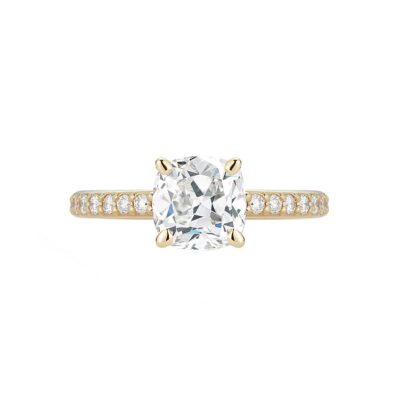 Pavé Collection - Cushion-Cut Diamond Engagement Ring in Yellow Gold