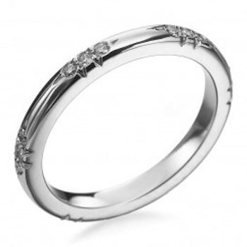 Michael B. Ladies Platinum Rounded Lace Wedding Band