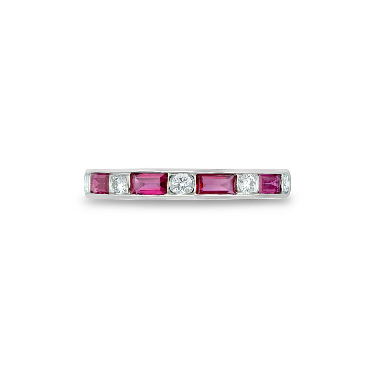 1.00 Carats Ruby and 0.21 Carats Diamond Eternity Band in Platinum W3876 Marshall Pierce Co