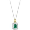 0.55 Carat Emerald and Diamond Halo Pendant in Gold - Image 2