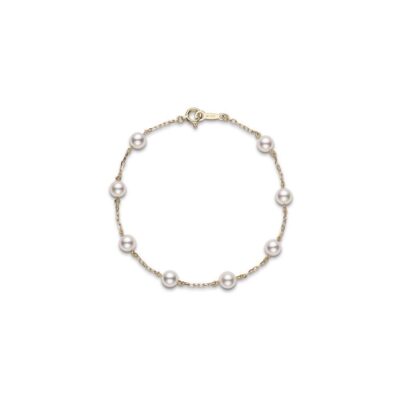 Mikimoto Akoya Pearl Station Bracelet in Yellow Gold - 5.00mm