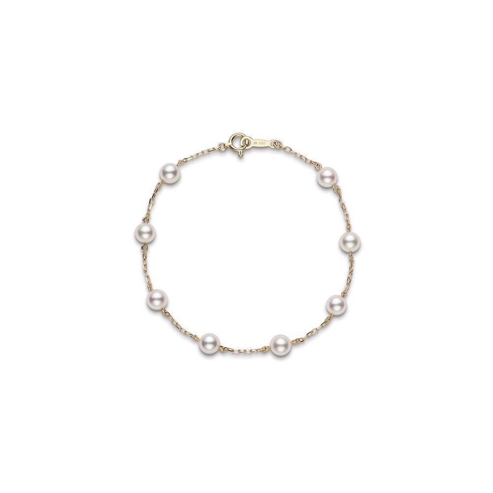 Mikimoto Pearl Chain Pearl and Diamond Bracelet in 18ct Yellow Gold |  LOU-0125063 | Loupe