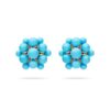 Orbit Turquoise & Ruby Cluster Stud Earrings in Yellow Gold - Image 2