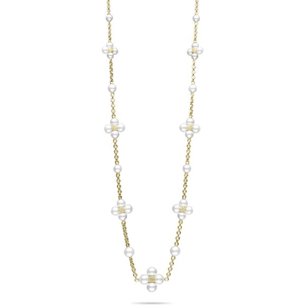 Sequence Pearl Station Necklace in Yellow Gold - 36 Inches