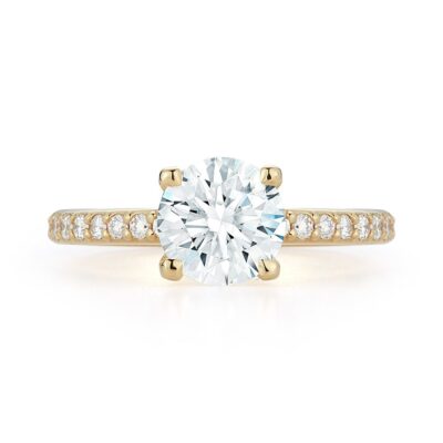 Pavé Collection - Round Brilliant-Cut Diamond Engagement Ring in Yellow Gold