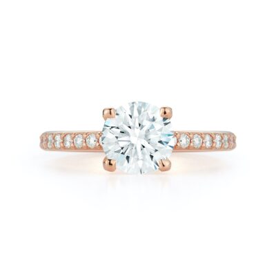 Pavé Collection - Round Brilliant-Cut Diamond Engagement Ring in Rose Gold