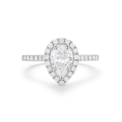 Halo Collection - Pear-Shape Diamond Engagement Ring in Platinum