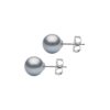 Handcrafted 9mm Silver Tahitian Pearl Studs in White Gold - Image 2