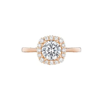 Pretty in Pink Round Brilliant-Cut Diamond Halo Engagement Ring in Rose Gold