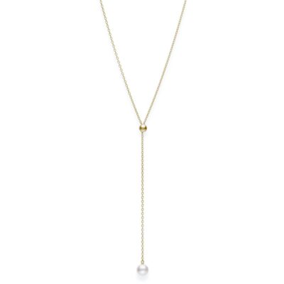 Akoya Cultured A+ Pearl Lariat Necklace in Yellow Gold - 7.5mm