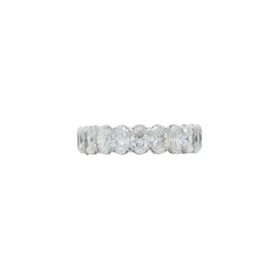 Oval Cut Diamond Half Way Eternity Wedding Band in Platinum