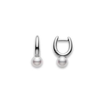 Mikimoto White South Sea Cultured A+ Pearl Huggie Earrings in 18K White Gold - 10mm - PEA864NW
