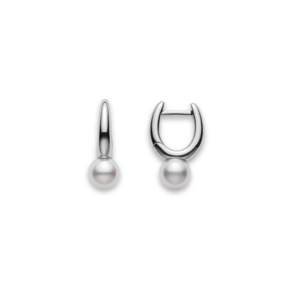 Mikimoto White South Sea Cultured A+ Pearl Huggie Earrings in 18K White Gold - 10mm - PEA864NW