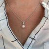 Morning Dew Akoya Cultured A+ Pearl Pendant with Diamond Accent in White Gold - 8mm - Image 3