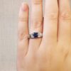 1.36 Carat Blue Sapphire with 0.58 Carats Trapezoid Diamonds in Platinum - Image 5