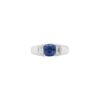 1.36 Carat Blue Sapphire with 0.58 Carats Trapezoid Diamonds in Platinum - Image 2