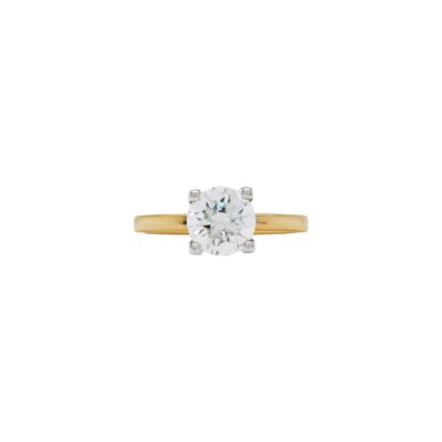 Solitaire Collection – 1.55 Carat Round Brilliant-cut Diamond Engagement Ring in Platinum / Yellow Gold (H/VS2)