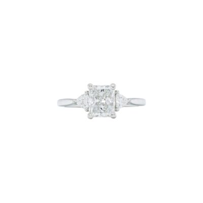 Three-Stone Collection – 1.30 Carat Radiant-cut Diamond with 0.26 Carats Trillion-cut Engagement Ring (E / VS2)