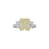 Three-Stone Collection â 3.69 Carat Radiant-cut Fancy Light Yellow with 1.37 Carats Trillion-cut Engagement Ring (FLY / VS2)