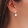 White South Sea Cultured Pearl and Diamond Huggies in White Gold - 8mm - Image 3