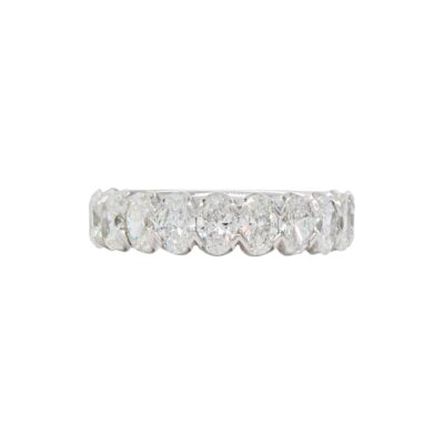 Halfway Oval Cut Diamond Wedding Ring in White Gold