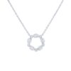 Alternating Oval and Round Bezel-set Circle Pendant in White Gold - Image 2