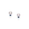 Akoya Cultured A+ Pearl Stud Earrings with 0.27 Carat Sapphire in White Gold - Image 2