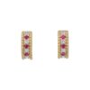 Alternating 0.30 Carat Ruby and 0.28 Carat Diamond Beaded Huggies in Yellow Gold - Image 2