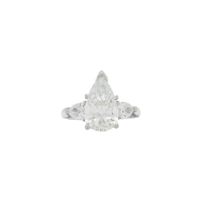 Three Stone Collection - Pear shaped with Pear shaped Side Stones in Platinum