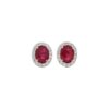 3.50 Carat Oval Ruby and Diamond Halo Stud Earrings in Platinum - Image 2