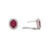 3.50 Carat Oval Ruby and Diamond Halo Stud Earrings in Platinum - Image 3