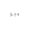 Emerald and Baguette Bezel-set Diamond Stud Earrings in White Gold - Image 2