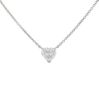 1.29 Carat Heart Shaped Diamond Pendant in White Gold