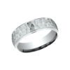 Comfort Fit Hammered Center Polished Edge Men's Wedding Band in White Gold - Size 10 - Image 3