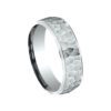 Comfort Fit Hammered Center Polished Edge Men's Wedding Band in White Gold - Size 10 - Image 4