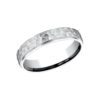 Comfort Fit Hammered Center Polished Edge Men's Wedding Band in White Gold - Image 3